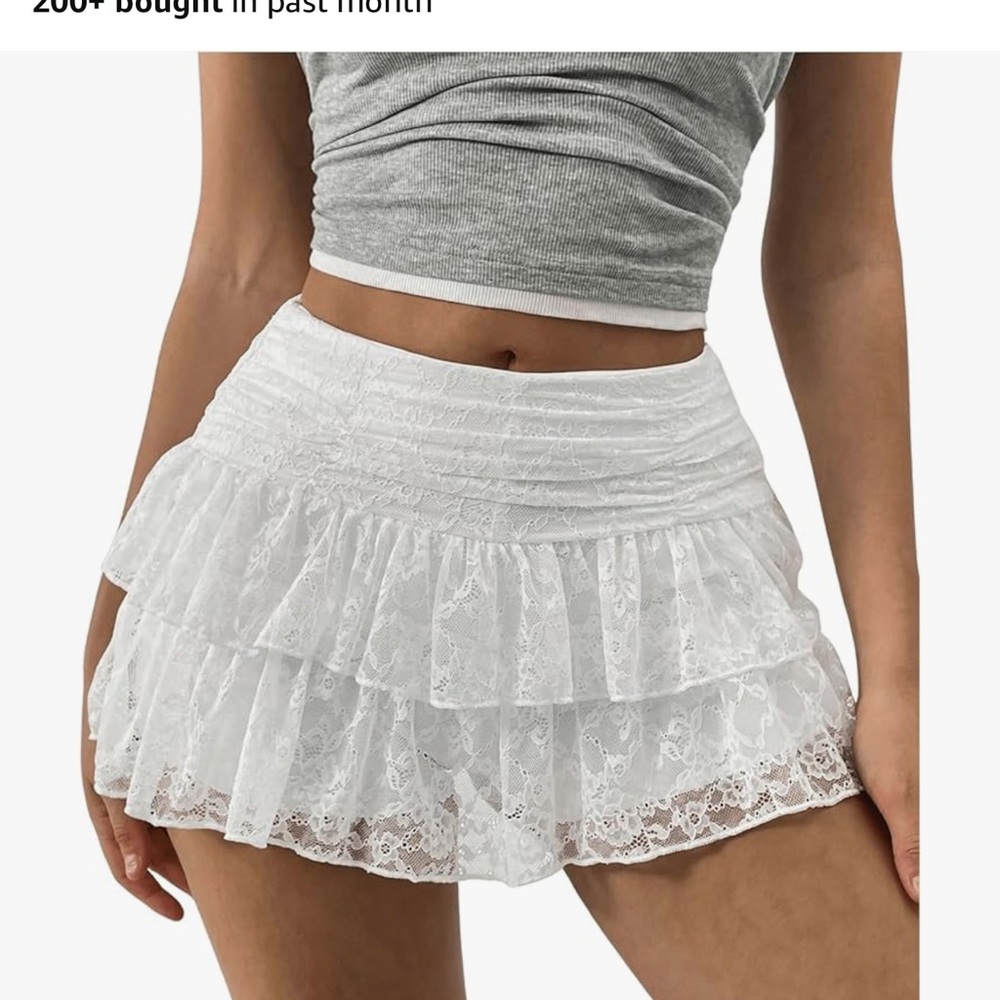 Amazon White Lace Mini Skirt